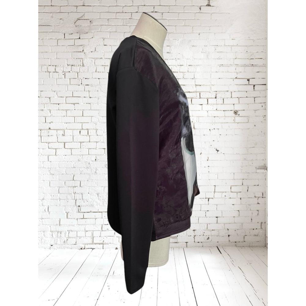 Alberto Makali Layered Mesh Graphic Stretchy Goth Top Size Medium - Picture 6 of 8